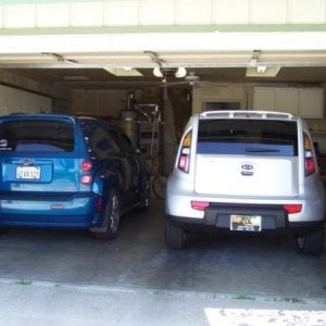 cozying up next to the "Smurfinator", my '09 HHR SS. Looks like I may need a lowering kit.